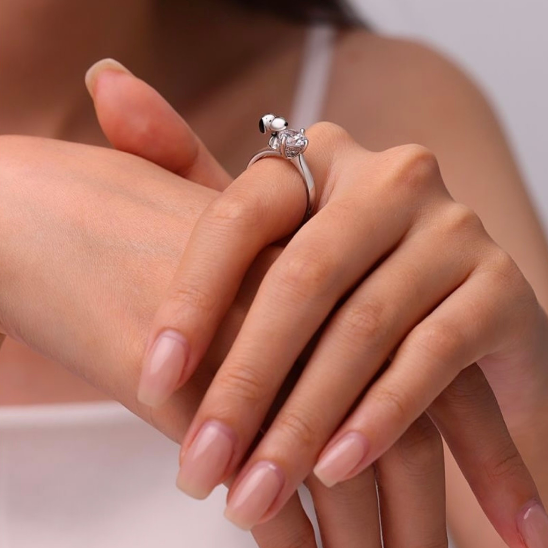 Anillo Perrito Soñador de Plata